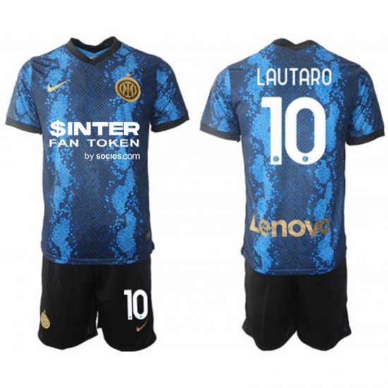 Camisola Inter de Milão Lautaro Martinez 10 Criança Equipamento Primeiro 2021-2022 Manga Curta